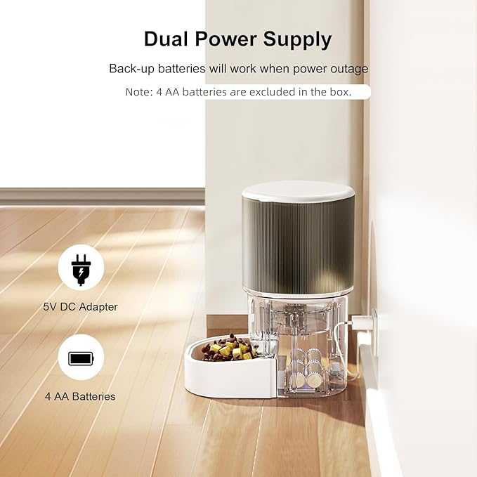 Darlipet Automatic cat Feeder,4L Auto cat Feeder,Programmable Meal &amp; Portions,Freshness Protection, Automatic Cat Food Dispenser for Cats &amp; Dogs, Back-up Battery, Easy to Set up &amp; Clean