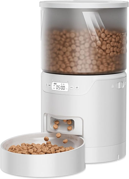 Automatic Cat Feeder: 3L Auto Food Dispenser with Timed Feeding| 6 Meal Programmable&amp; 1-20 Portion Precise Control- Easy to Clean &amp; Setup for Cat Indoor| Desiccant Bag Keep Food Fresh