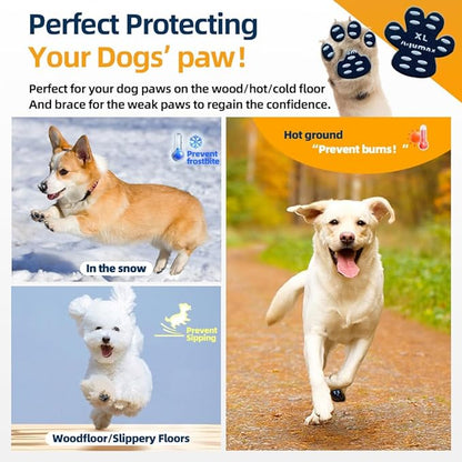 Dog Paw Protector Gripper Traction Pads,Dog Paw Covers,Foot Stickers in Summer Hot/Winter Cold Pavement,Dog Shoes Booties Socks Replacement,12 Sets (48 pcs) S Multicolor