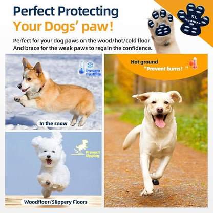 Dog Paw Protector Anti-Slip Pads,Toe Grips for Senior Dogs,Paw Grips Traction Pads for Slippery Hardwood Floors,Essentials for Senior Dogs,12 Sets (48 pcs) L Black