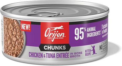 ORIJEN Chunks &amp; Shreds Wet Cat FoodChicken and Tuna Kitten Entrée 5.5oz Cans (6 Count)