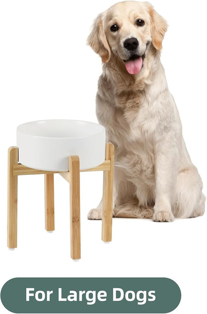 Ceramic Elevated Dog Bowl Set - Large Breed Dog Food and Water Bowl, Weighted Dishes (8.2&