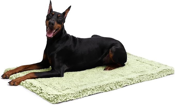 Stoutwool Indestructible Dog Bed - Fluffy Chew Proof Dog Crate Pad - Tough Kennel Pad for Aggressive Chewers - Washable, Ideal for Large Breeds &amp; Fits 42-Inch Crate - 41"x27", Gleam