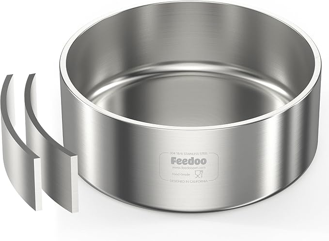 42oz Double Layer 304 Stainless Steel Dog Bowl - Insulated &amp; Durable | Non-Slip Base | Easy to Clean | BPA-Free Safe Dog Food and Water Bowl