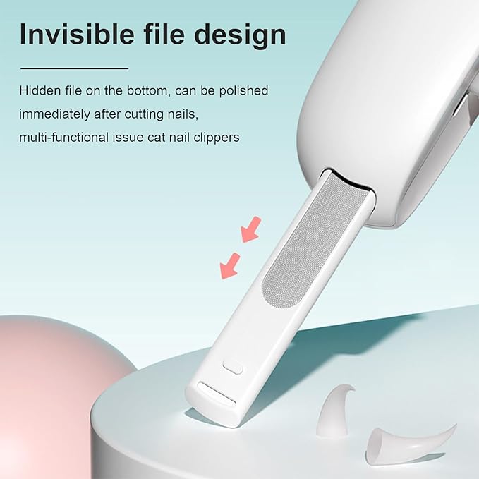 Pett Nail Clipper for Cats - Gentle Round-Hole Trimmer with Dust Storage | Adjustable Size &amp; Hidden Nail File | Pet Grooming Tool for Safe &amp; Loving Care (Pink)