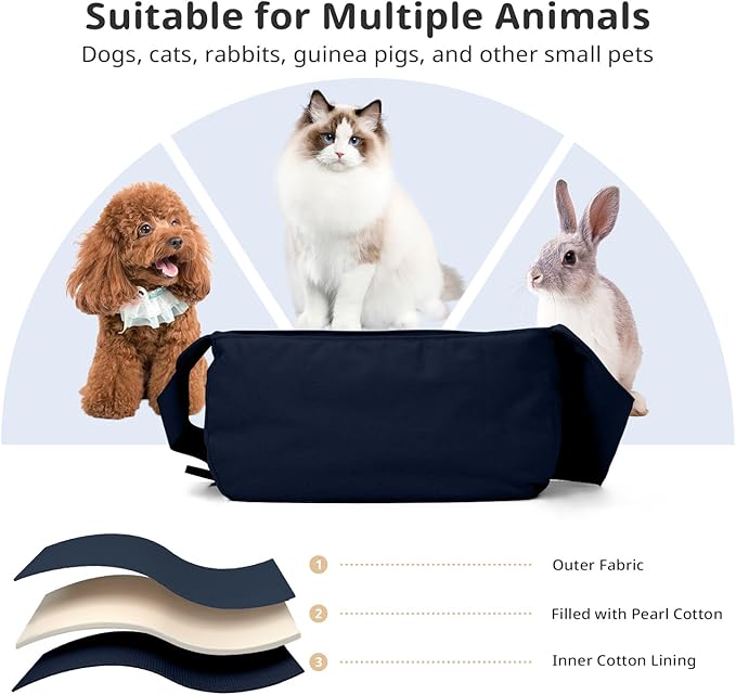 Dog Sling Carrier for Small Dogs and Cats, Lightweight Collapsible Pet Travel Bag with Adjustable Strap, Side Pockets &amp; Breathable Mesh (Navy Blue, 15.7" L x 5.9" W x 8.6" H)