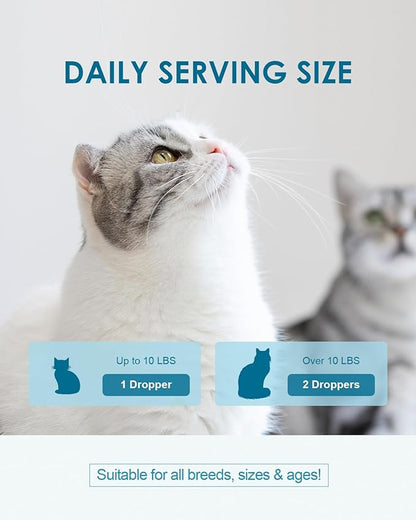 Hairball Treatment for Cats,Cat Hairball Remedy,Hair Ball Relief,Feline Digestive Support Supplement with Enzymes,Fiber &amp; Psyllium Husk–Natural Constipation Relief (Cat Grass Flavor/2floz)