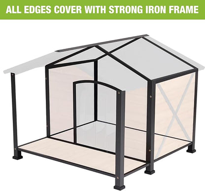 Dog House Outdoor &amp; Indoor Unique All-Around Iron Frame Dog Kennel for Winter with Raised Feet for Small &amp; Medium &amp; Large Dogs,Weatherproof Roof (41.6 “L×41.4”W×34.1“H)