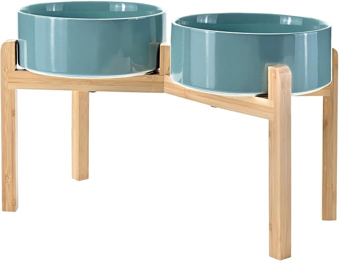 SPUNKYJUNKY Elevated Dog Bowls Ceramic, 8.3&