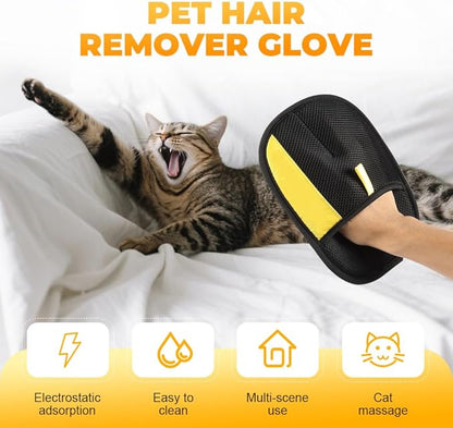 Pet Hair Removal Glove for Cats &amp; Dogs, 2025 New Pet Hair Remover Electrostatic Gloves Pet Hair Remover Glove for Couch, Furniture, Carpet, Curtain, Washable Reusable Animal Fur Removal Tool (2PCS)