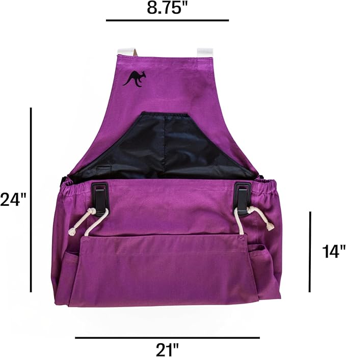 Roo Gardening Apron with Pockets &amp; Harvesting, Picking Pouch - Adjustable, Water-resistant, Washable Canvas Cotton