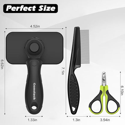 Comotech 3PCS Cat Grooming Supplies,Cat Brush &amp; Nail Clipper/Trimmer &amp; Flea Comb for Shedding Indoor Cats Dogs and Small Animals - Meet All Your Pet&
