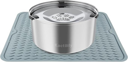 3L Large Capacity Stinless Steel Dog Water Bowl and Waterproof Silicone Dog Food Tray, Slow Down Drinking Pet Water Bowl