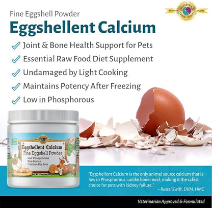 Calcium for Dogs and Cats - Fine Eggshell Powder - Strong Hip &amp; Joint Supplement for Dogs and Cats- Dietary Supplement - No Additives - Pet&