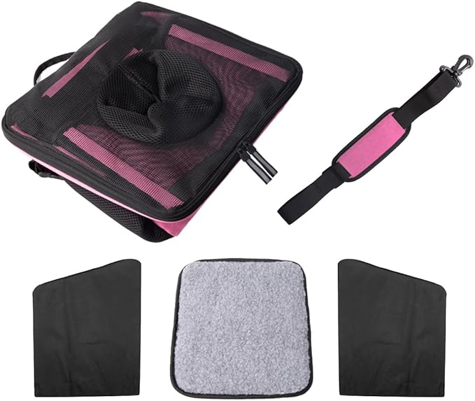Pet Carrier Bicycle Basket Bag Pet Carrier/Booster Backpack for Dogs and Cats with Big Side Pockets,Comfy &amp; Padded Shoulder Strap,Travel with Your Pet Safety（Pink Carnation）