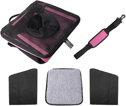 Pet Carrier Bicycle Basket Bag Pet Carrier/Booster Backpack for Dogs and Cats with Big Side Pockets,Comfy &amp; Padded Shoulder Strap,Travel with Your Pet Safety（Pink Carnation）