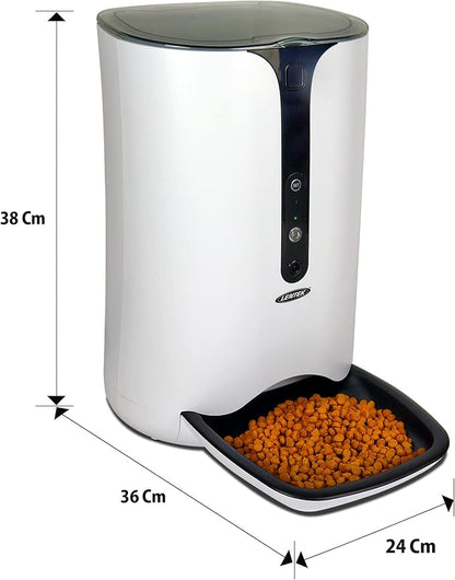 Lentek Smart Pet Feeder - Auto Dry Feeding Dispenser for Cat &amp; Dogs with 720p HD Camera &amp; Timer, Alimentador, Programmable, WiFi, Smartphone Control, Automated Portion Controlled, 10 Oz Capacity