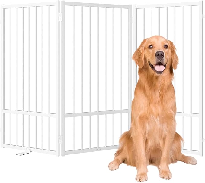 Full Metal Freestanding Dog Gate with Door, 36&