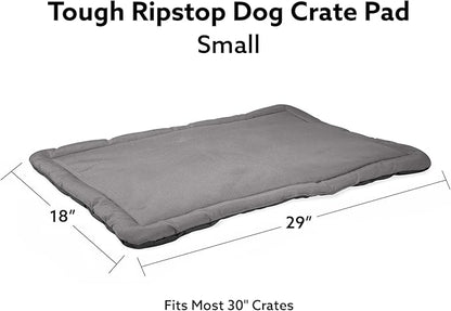 K9 Ballistics Tough Ripstop Dog Crate Pad - Durable &amp; Machine Washable with Non-Skid Bottom and 120-Day Warranty, Fits 30" Wire Crates - Small, Light Gray Velvet