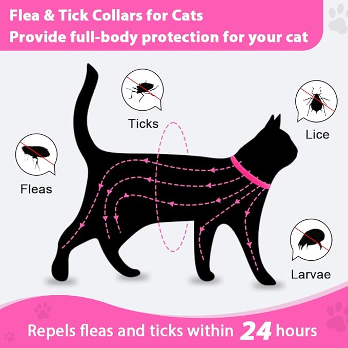 4 Pack Flea and Tick Collar for Cats, Natural Plant Oil Formula Cat Flea Collar Provides 32-Month Protection for Flea &amp; Tick Prevention, Waterproof &amp; Adjustable Cat Flea Treatment for Most Cats