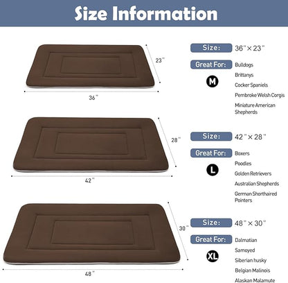 JoicyCo Dog Crate Bed Pad Mat, 36 in Non Slip Bottom Washable Kennel Pad for Medium &amp; Large Dogs, Dark Brown