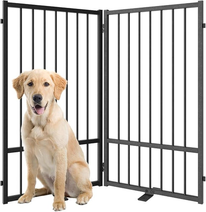 Full Metal Freestanding Dog Gate with Door, 36&