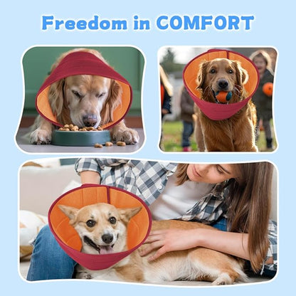 Soft Dog Cone Recovery Collars &amp; Cones After Surgery for Medium Large Dogs, Comfy Ecollars to Stop Licking, Adjustable, Dog Ecollars for Recovery Plastic: Superior Support Fabric: Soft Comfort, XL