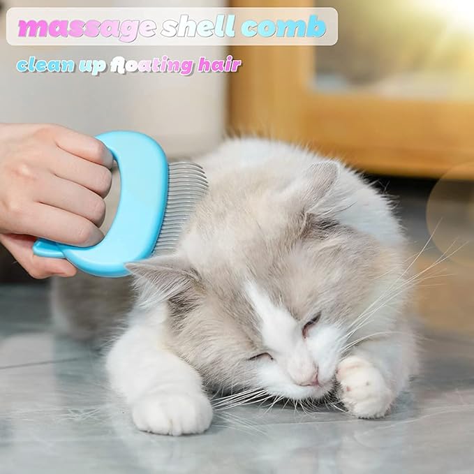 Cat Comb Pet Cat Short &amp; Long Hair Removal Massaging Shell Comb Soft Deshedding Brush Grooming and Shedding Matted Fur Remover Massage Dematting Tool for Dog Puppy Rabbit Bunny (3 Piece)
