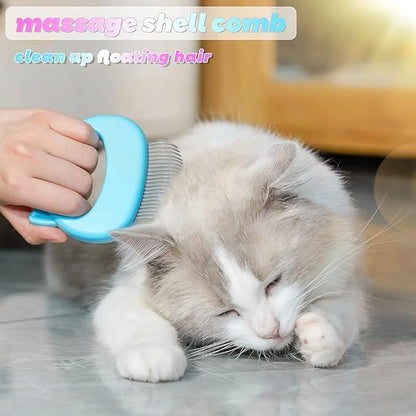 Cat Comb Pet Cat Short &amp; Long Hair Removal Massaging Shell Comb Soft Deshedding Brush Grooming and Shedding Matted Fur Remover Massage Dematting Tool for Dog Puppy Rabbit Bunny (3 Piece)