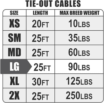 BV Dog Tie Out Cable 25 Feet - Heavy Duty Dog Lead Up to 90 Pounds - Reflective &amp; Rust-Free with Quick Release Swivel Clips &amp; 360° Rotating Clasp - Tangle-Free Dogs Runner for Yard (Silver, Pair)
