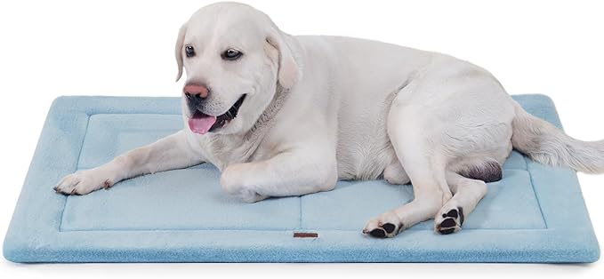 Made4Pets Dog Crate Pad Bed for Extra Large Dogs, Washable &amp; Reversible, Anti-Slip Kennel Mat for Cozy Sleeping, Soft Fluffy Dog Bed for Indoor &amp; Outdoor Use, 48"x30", Blue