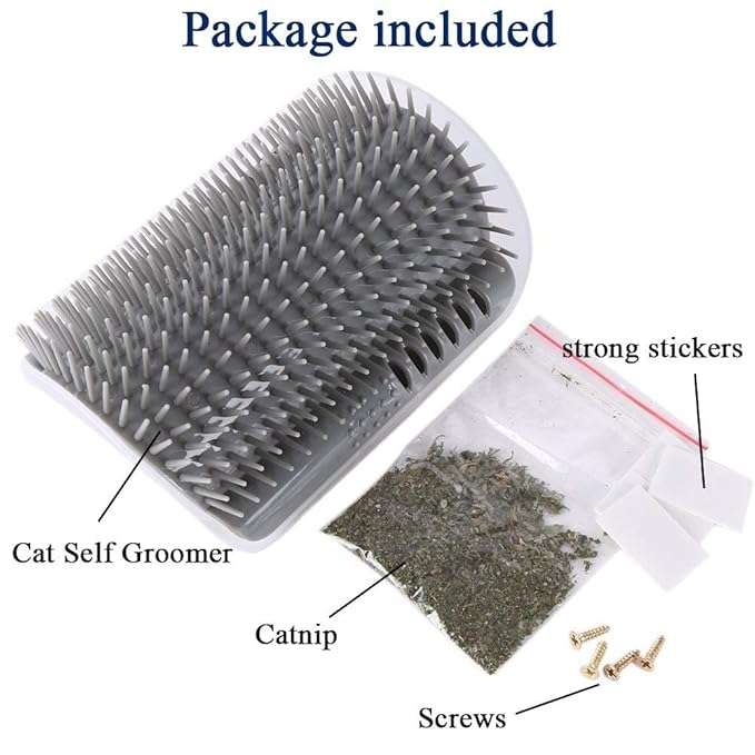 3.0 Softer Cat Self Groomer with Catnip, Dog Cat Corner Groomer,Wall Corner Scratcher Comb,Grooming Massage Brush, Perfect Scratch Massager Tool for Long &amp; Short Fur Kitten/Puppy (1 Pack)
