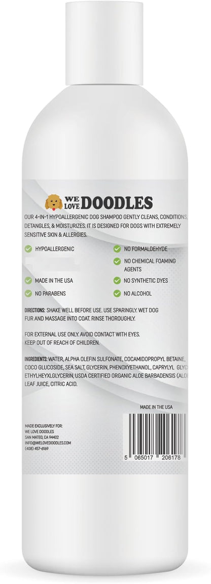 Hypoallergenic Dog Shampoo, Conditioner, and Detangler | Made in USA | Eco-Friendly Ingredients | Shampoo for Dogs with Sensitive Skin &amp; Allergies | 16 OZ [We Love Doodles]