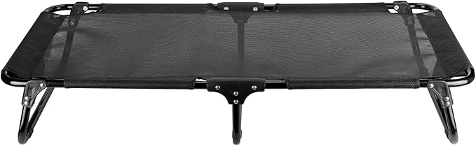 Elevated Dog Bed, Foldable Pet Bed with No Assembly, Cooling Raised Bed with Breathable Mesh, No-Slip Feet Durable Dog Cots Beds for Indoor &amp; Outdoor Use, Black (L:43"x23"x7")