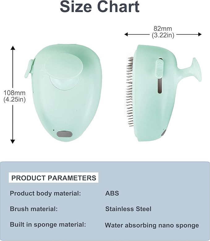 Cat Steam Brush for Shedding,Self Cleaning Cat Brush with Steam,Rechargeable Pet Steam Brush,Mist Brush Comb for Indoor Cats,Cat Hair Brush,Steamy Cat Brush for Short&amp;Long Haired Pets.(Green)