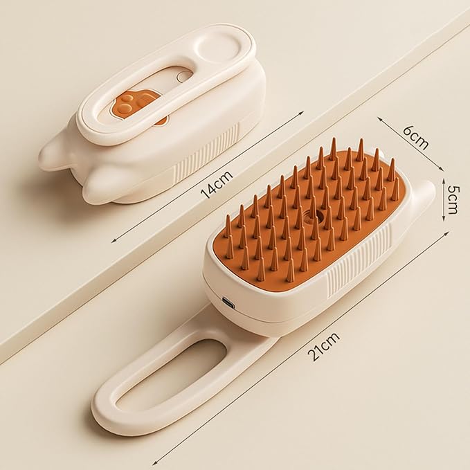 Pet Grooming Brushm,Cat Brush,3 In1 Spray Cat BrushSelf-Cleaning Wet Dog Comb with USB Rechargeable &amp; Water Tank,Suitable for Dogs,Cats to Reduces Flying Hair (Apricot color)