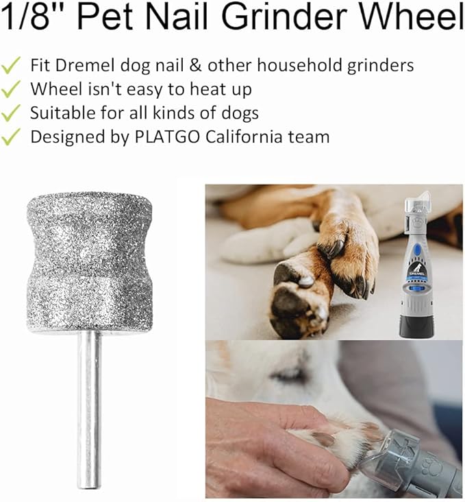 Diamond Dremel Dog Nail Grinder Bit, Dremel Nail Grinder for Pets, Faster Jumbo Dremel Diamond Bit for Dog Nails, 1/8&