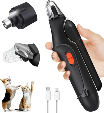 2 in 1 Dog Nail Clippers &amp; Cat Nail Clippers Trimmers for Large Medium Small Dogs Cats Claw Trimmer Quick Sensor and Safety Guard USB Rechargeable Dogs Nail Trimmer with Catcher &amp; 2 LED Lights