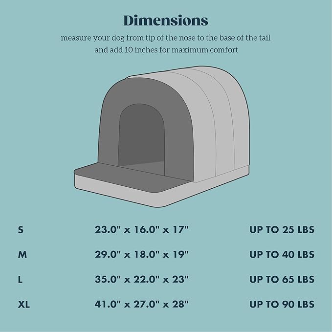 Orthopedic Dog Bed House - Dog House Indoor with Egg-Crate Foam - Tent Bed with Waterproof Lining &amp; Nonskid Bottom, Ideal for Small Breeds &amp; Fits 24-Inch Crate - 23"x16", Charcoal