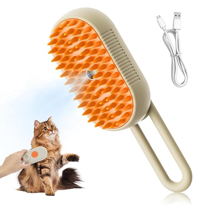 Cat Steam Brush for Shedding - 2025 New Grooming With Steam, Rechargeable Pet Brush for Dogs and Cat,Anti-Static,Massage, Cleaning, Shedding &amp; Combing All In One