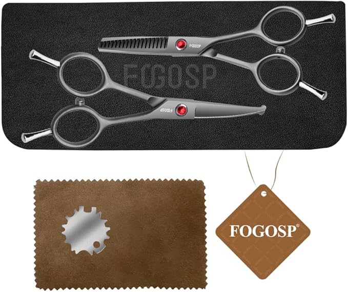 4.5" Dog Grooming Scissors - 2pcs Curved Scissors &amp; Thinning Shears for Small Dog, Cat Face &amp; Paws - Japan 440C (2Kit)