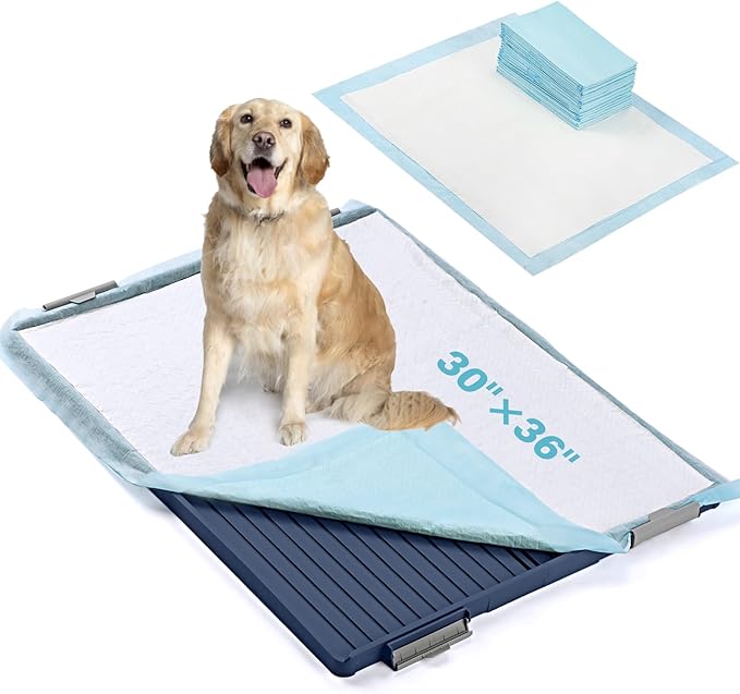 TIMINGILA Puppy Pads&amp; Holder Set, 20-Count 30"x36" Super Absorbent Disposable Pads – Ideal for Pet Potty Trays, Extra Large Leak-Proof Design for Puppies, Dogs, and All Breeds