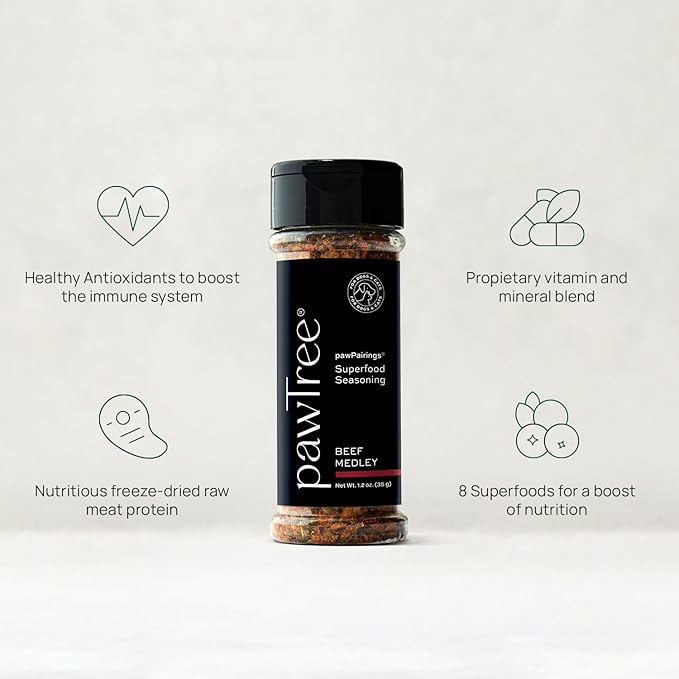 pawTree Healthy Food Toppers for Dogs &amp; Cats - Appetite Booster with Freeze-Dried Proteins. Delicious Pet Food Seasonings and Flavor Enhancer for Picky Eaters &amp; Appetite Stimulation (Beef)