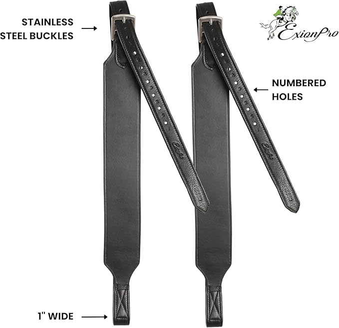 Exion Wide Stability Stirrup Leathers for English Saddles | Premium Cowhide Leather | Enhanced Leg Stability &amp; Comfort | Sizes: 48" to 62"
