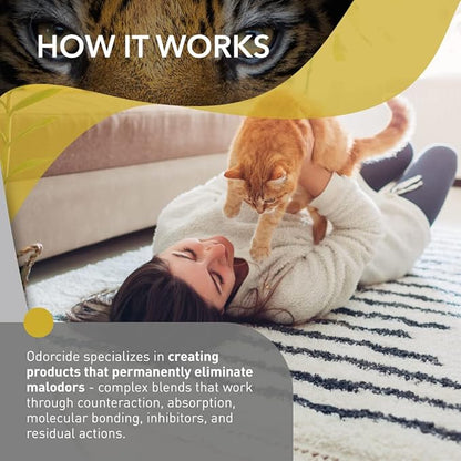 Odorcide Cat Attack Concentrate Odor Eliminator - Cat Urine Remover for Carpet &amp; Upholstery - Litter Box Odor Eliminator - 16 oz