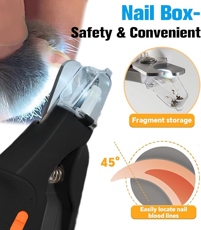 2 in 1 Dog Nail Clippers &amp; Cat Nail Clippers Trimmers for Large Medium Small Dogs Cats Claw Trimmer Quick Sensor and Safety Guard USB Rechargeable Dogs Nail Trimmer with Catcher &amp; 2 LED Lights