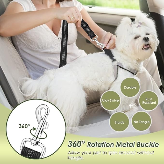 Lukovee Dog Seat Belt for Car, Adjustable Dog Car Harness for Large Medium Small Dogs, Soft Padded &amp; Breathable Mesh Dog Seatbelt with Car Vehicle Connector Strap (Black,Large)