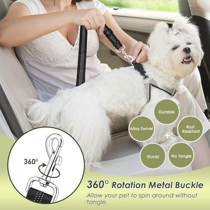 Lukovee Dog Seat Belt for Car, Adjustable Dog Car Harness for Large Medium Small Dogs, Soft Padded &amp; Breathable Mesh Dog Seatbelt with Car Vehicle Connector Strap (Black,Large)