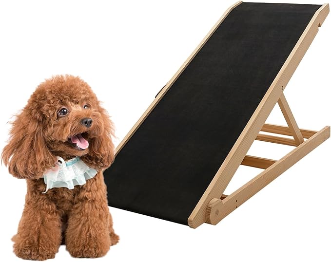 ABORON Dog Ramp,Adjustable Folding Pet Ramp for Bed,Couch,SUV - High Traction Portable Rubber Paw Ramps,Great for Small &amp; Large Old Dogs &amp; Cats, Supports up to 200 lbs