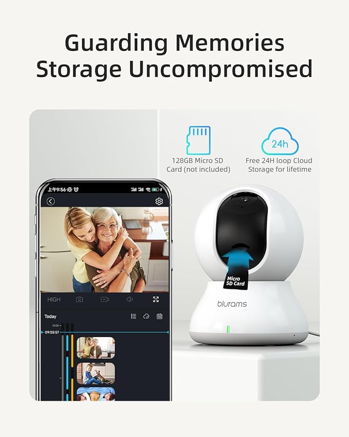 blurams Indoor Security Camera, 5GHz/2.4GHz Dual-Band, 2K PZT Pet Camera with Phone App, 360° Cameras for Home Security, 2-Way Audio, Motion Tracking, Night Vision, Siren, Cloud&amp;SD